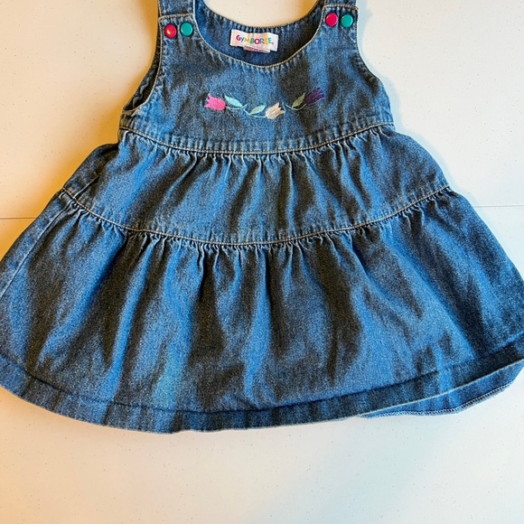 Gymboree Other - Vintage Gymboree Blue Denim Dress Jumper with Colorful Embroidery Size XS